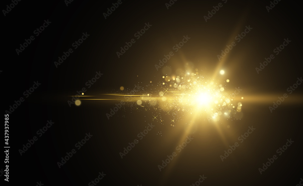 Poster special lens flash, light effect. the flash flashes rays and searchlight. illust.white glowing light