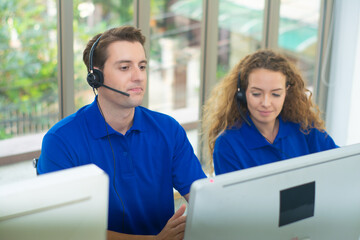 Customer operator helpline service team,center call center service,staff support sale with...