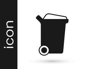 Black Trash can icon isolated on white background. Garbage bin sign. Recycle basket icon. Office trash icon. Vector