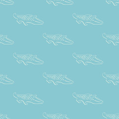 Inflatable crocodile line vector background pattern
