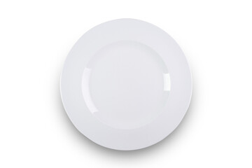 white plain plate for non-circular lunch, dinner or dinner on white background