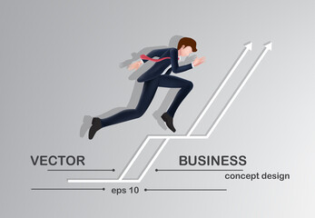 Business man wearing a suit   running after the arrow for business concept design,vector 3d for people character design