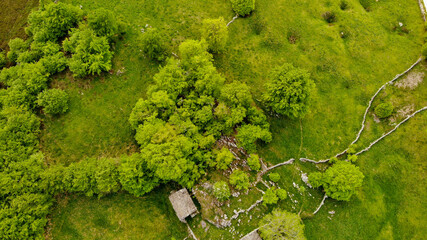 Naklejka premium Pasiega Mountains in the north of Spain from a Drone view