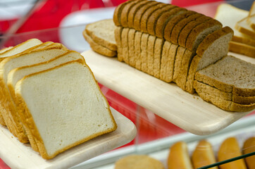 Close-up of sliced bread stack. Toast Bread.