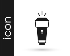 Black Flashlight icon isolated on white background. Vector