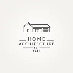 Poster home architecture minimalist line art logo template vector illustration design. simple modern building, residential, rent icon logo concept © BLAZYBONE