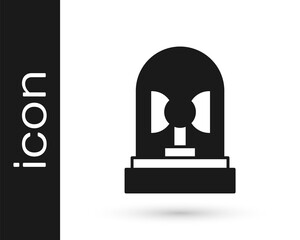 Black Flasher siren icon isolated on white background. Emergency flashing siren. Vector