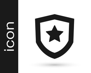 Black Police badge icon isolated on white background. Sheriff badge sign. Vector