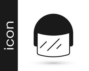 Black Police helmet icon isolated on white background. Military helmet. Vector