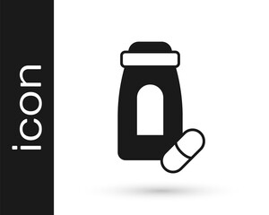 Black Sedative pills icon isolated on white background. Vector