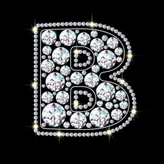 Letter B made from sparkling diamonds vector eps 10