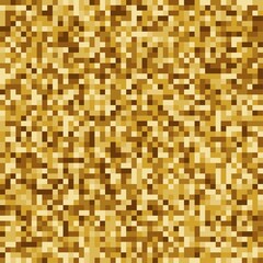 Random golden colored colorful abstract pixel art, Seamless pattern simple vector illustration