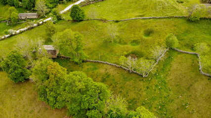 Pasiega Mountains in the north of Spain from a Drone view