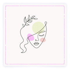 girl with twigs of grass in lineart style