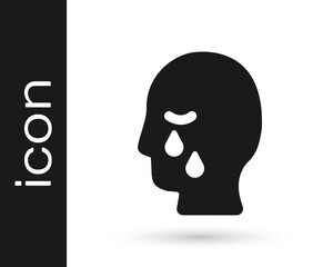 Black Man graves funeral sorrow icon isolated on white background. The emotion of grief, sadness, sorrow, death. Vector