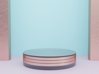 Scene with podium for mock up presentation in minimalism style with copy space, 3d render abstract background