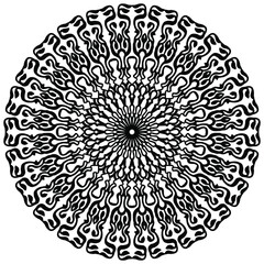 abstract mandala drawn on a white background with folk style floral ornaments, vector