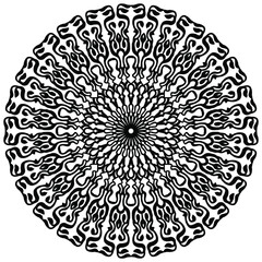 abstract mandala drawn on a white background with folk style floral ornaments, vector