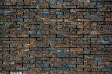 blue and orange brick wall, old brick wall, brick wall background 