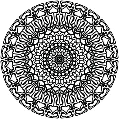 drawn mandala on a white background with floral ornaments, vector