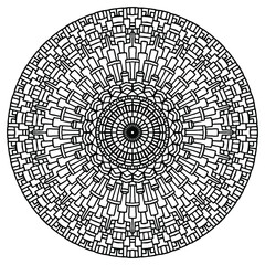 abstract mandala drawn with ethnic ornaments for coloring on a white background, vector coloring pages