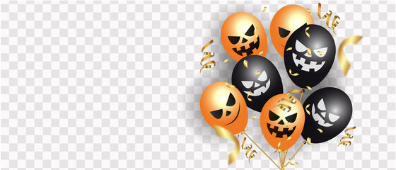 Obraz premium Halloween decoration with balloons by monsters, on a light background, realistic vector