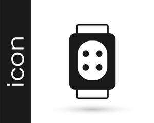 Black Knee pads icon isolated on white background. Extreme sport. Skateboarding, bicycle, roller skating protective gear. Vector
