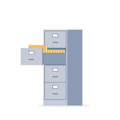 Open office filing cabinet icon. Clipart image isolated on white background - obrazy, fototapety, plakaty