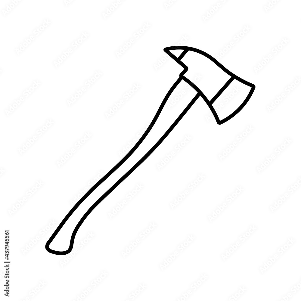 Canvas Prints firefighter axe line icon. clipart image isolated on white background