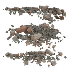 3D render brick rubble and cement