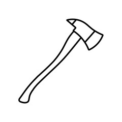 Firefighter axe line icon. Clipart image isolated on white background