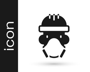 Black Nuclear power plant worker wearing protective clothing icon isolated on white background. Nuclear reactor worker. Vector