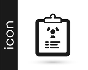 Black Radiation warning document icon isolated on white background. Text file. Vector