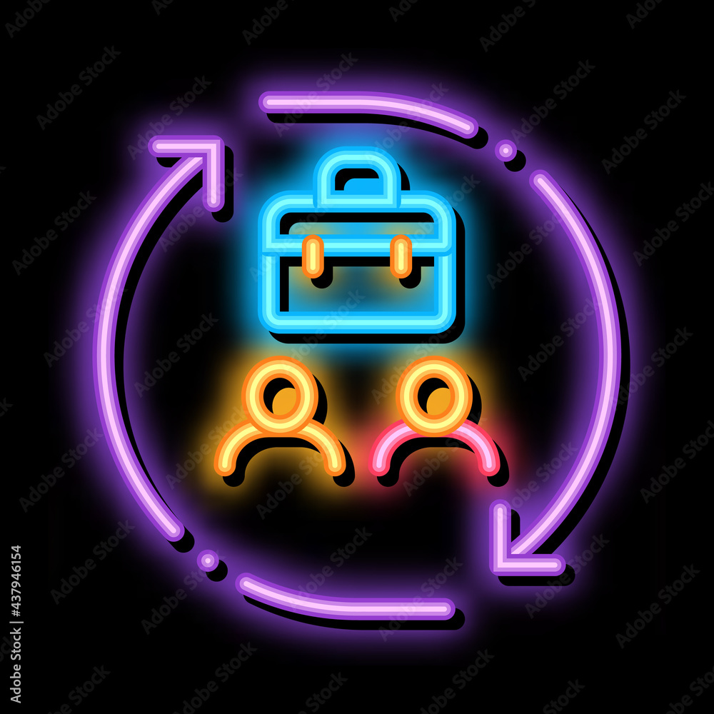 Canvas Prints business and work cycle neon light sign vector. Glowing bright icon business and work cycle sign. transparent symbol illustration