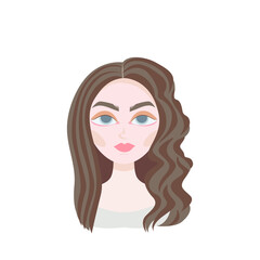 Portrait of young beautiful girl with long shiny hair. Straight and curly hairstyle model isolated on white.