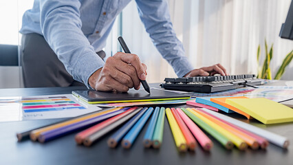 Young graphic design entrepreneur tired of trial and error approach of her colleagues working