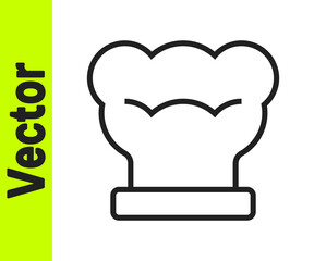 Black line Chef hat icon isolated on white background. Cooking symbol. Cooks hat. Vector