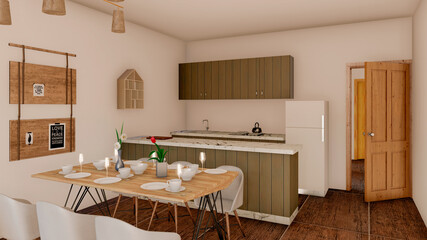interior with kitchen - luxury apartments