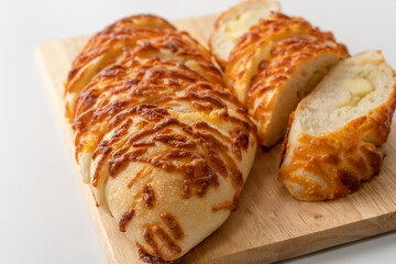 salted pollack roe coated baguette bread