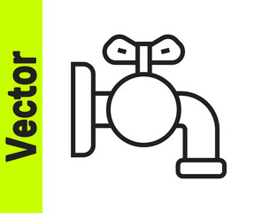 Black line Tap for a barrel icon isolated on white background. Vector