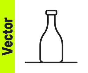 Black line Bottle of wine icon isolated on white background. Vector