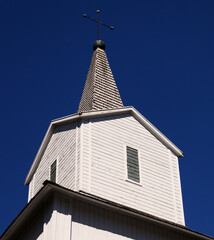 Hornefors, Norrland Sweden - May 23, 2021: bell tower on small wooden church