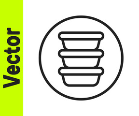 Black line Bowl icon isolated on white background. Vector