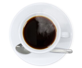 コーヒー 飲み物 イラスト リアル 俯瞰 真上 湯気 スプーン