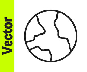 Black line Worldwide icon isolated on white background. Pin on globe. Vector