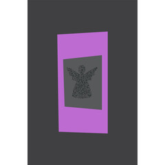 Abstract black angel illustration, 3d effect, black star card, vector
