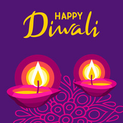 Obraz na płótnie Canvas Happy Diwali greeting card. Deepavali or dipavali festival of lights.