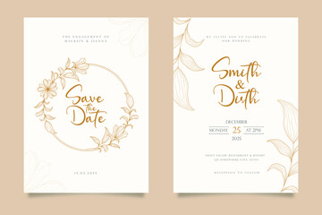 Obraz na płótnie Canvas luxury and minimalist Wedding invitation card template design