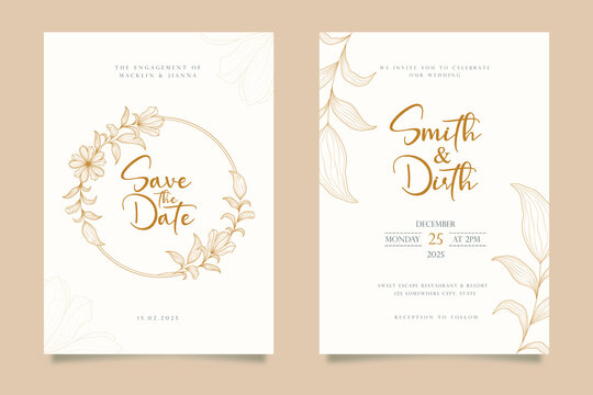 luxury and minimalist Wedding invitation card template design