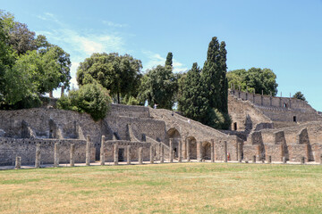 Archaeological Park of Pompeii. Quadriporticus of the theaters or gladiator barracks. Campania, Italy